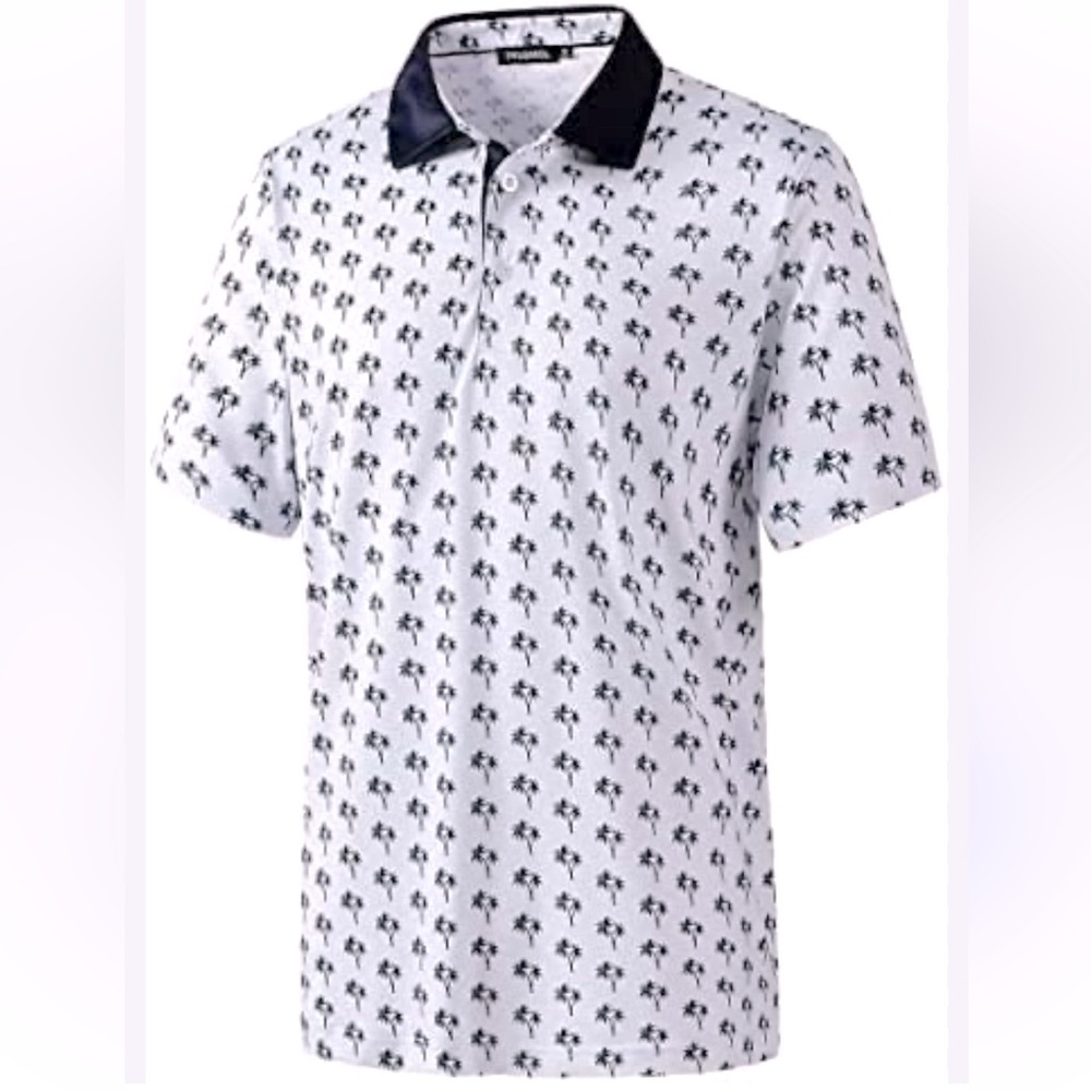 NWT Golf Shirts Dry Fit Performance Palm Print Short Sleeve Moisture Wicking